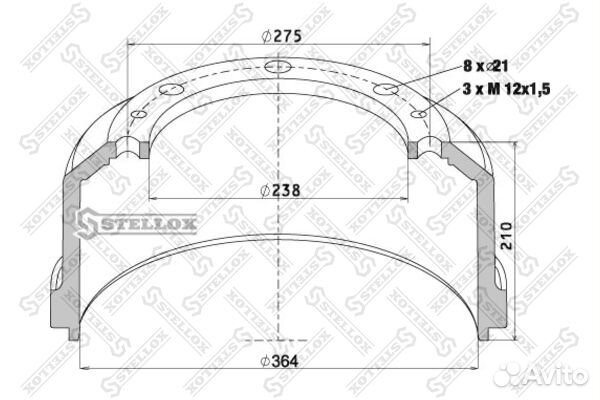 85-00007-SX торм.барабан задн.перед. 364x160/1