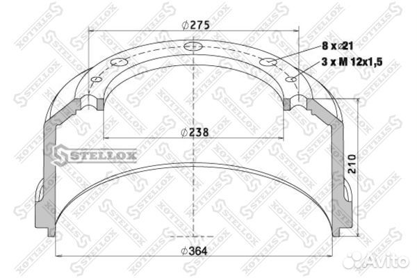 85-00007-SX торм.барабан задн.перед. 364x160/1