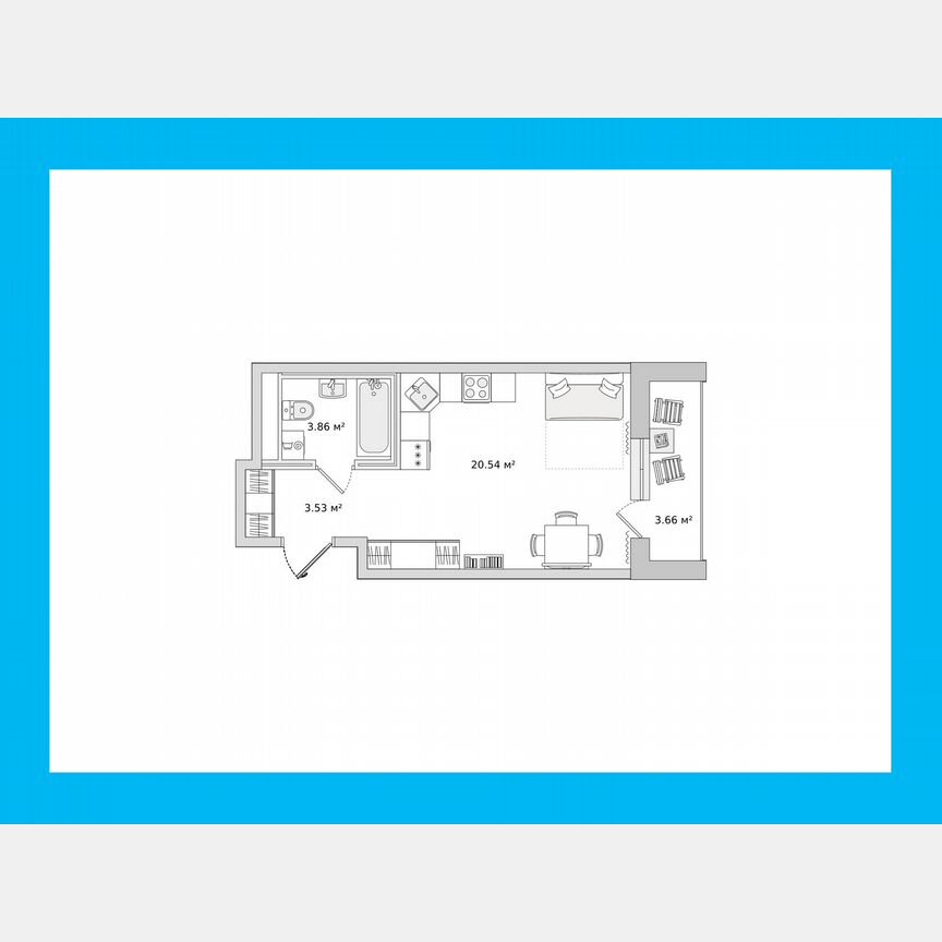 Квартира-студия, 27,9 м², 8/21 эт.