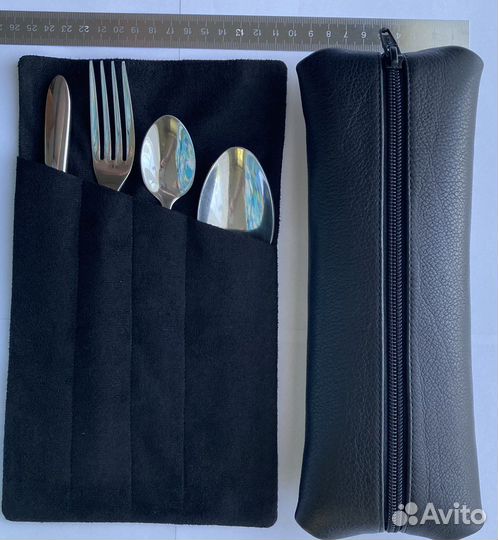 Черный куверт с кожаным пеналом