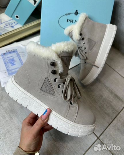Ботинки зимние прада натур замша 35/36/37