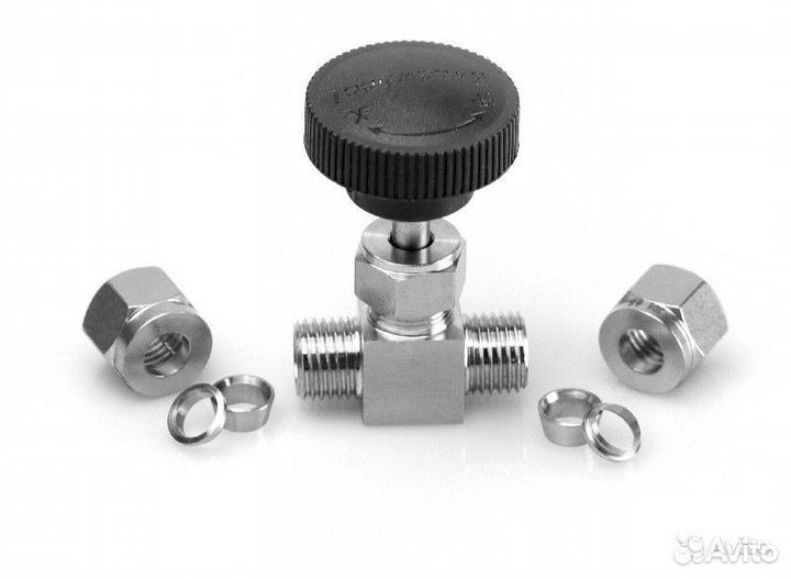 Кран игольчатый 10мм с черным вентилем