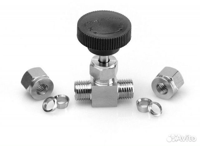 Кран игольчатый 10мм с черным вентилем