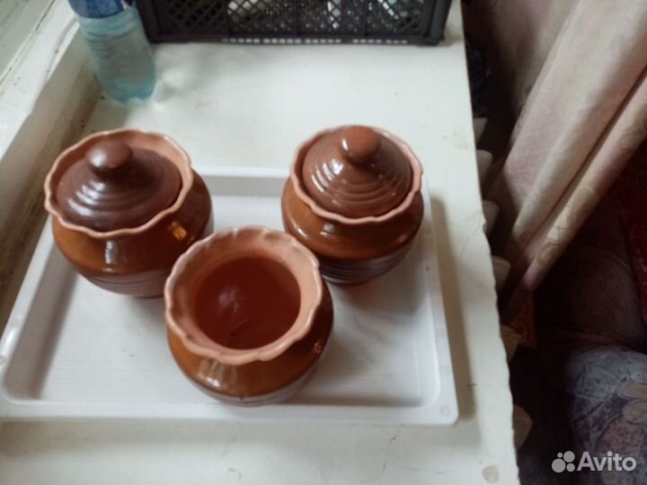 3 горшочка керамика