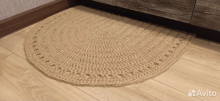 Коврик круглый,прям.вязаный джут d 60,70, 80 см