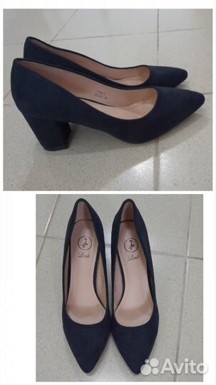 Туфли женские замшевые синие, 40