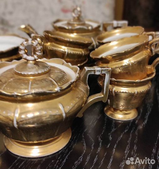 Золотой чайный сервиз Кузнецовский фарфор