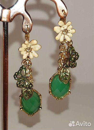 Серьги с хризопразом