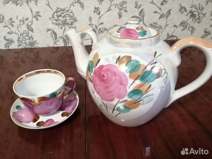 Чайник СССР Дулёво Розы большой4,5 л заварочный