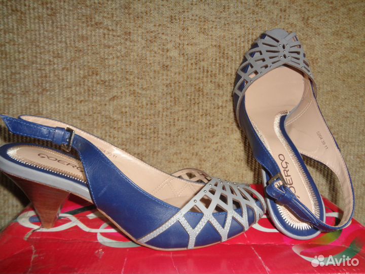 Туфли летние женские серо-синие (пр-во Бразилия)