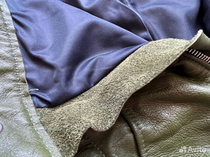 Мотоштаны кожаные зеленые р.34