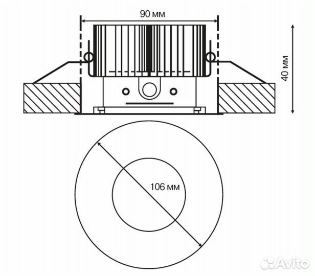 Светильник встраиваемый GX53 106 мм IP20 дво (7127