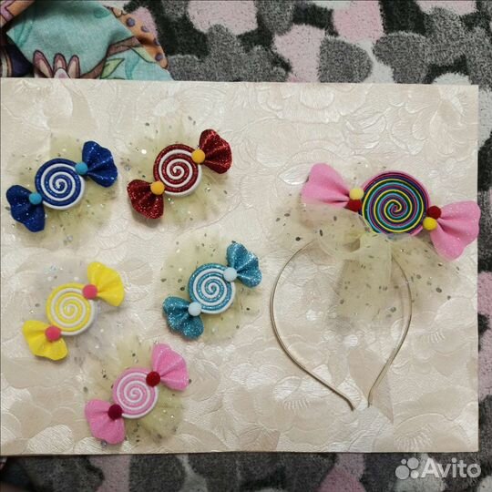 Ободок с конфетками+ конфетки на булавке к платью