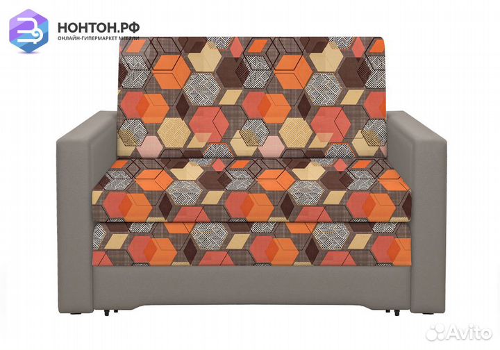 Диван выкатной Виктория-5 с узором коричневый