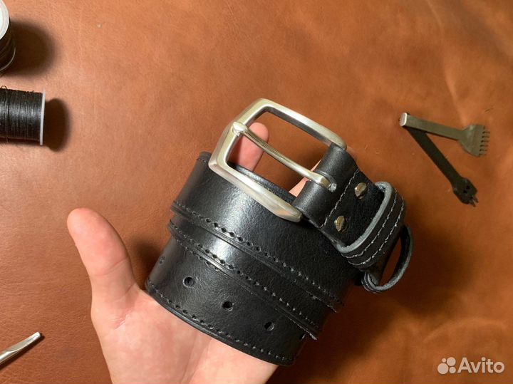 Ремень из натуральной кожи ручной работы