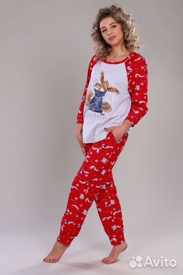 Оптом. ТК Пижама - красный №Н-324