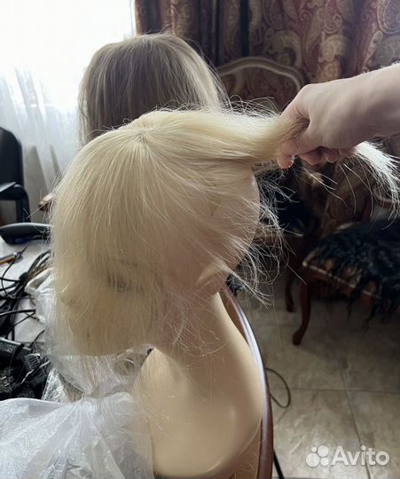 Челка из натуральных волос блонд