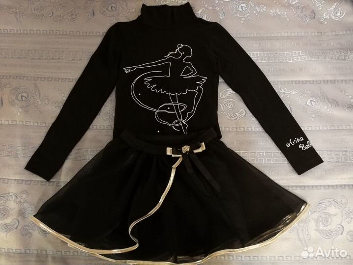 Купальник для гимнастики 128-134 см, юбка, балетки