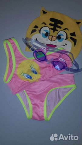 Купальник, шапочка, очки новые