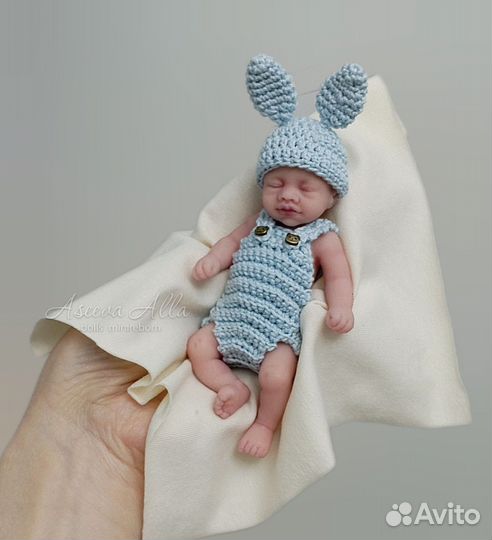 Мини реборн силиконовый пупсик 11 см авторский