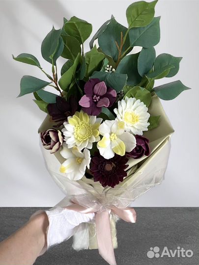 Букет из мыла, букет цветов из косметического мыла