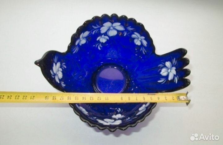 Ваза в виде птицы, кобальт, роспись, СССР