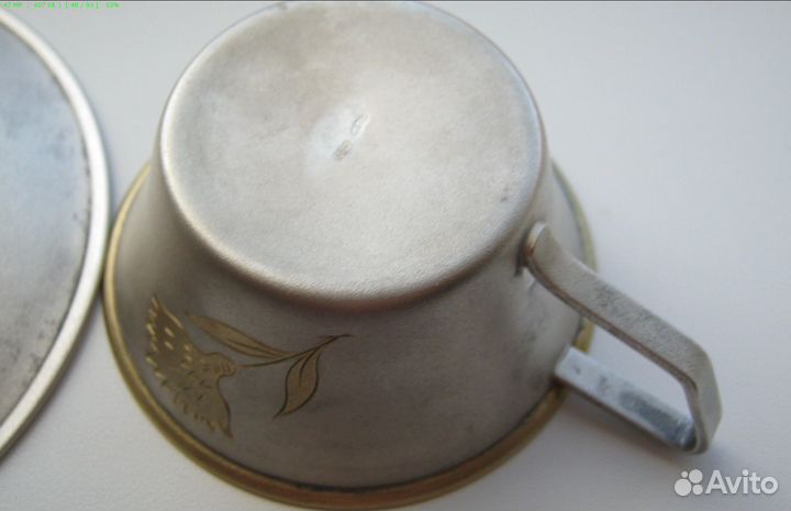 Чашка с блюдцем серебро 875