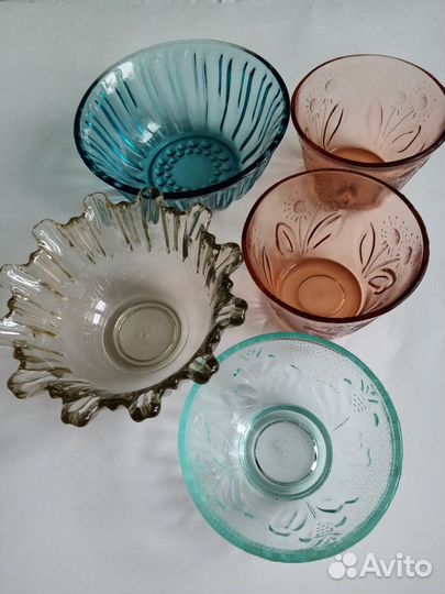 Коллекция вазочек из цветного стекла СССР
