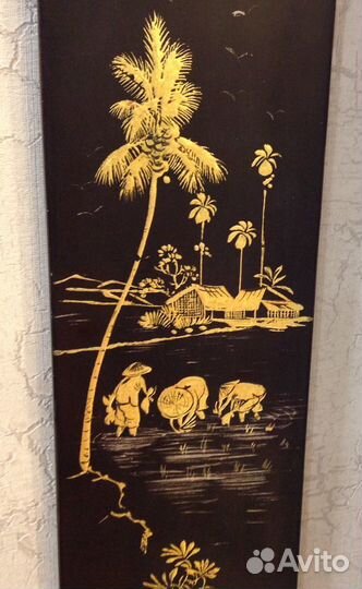 Винтажное Вьетнамское панно 70-е годы Хошимин