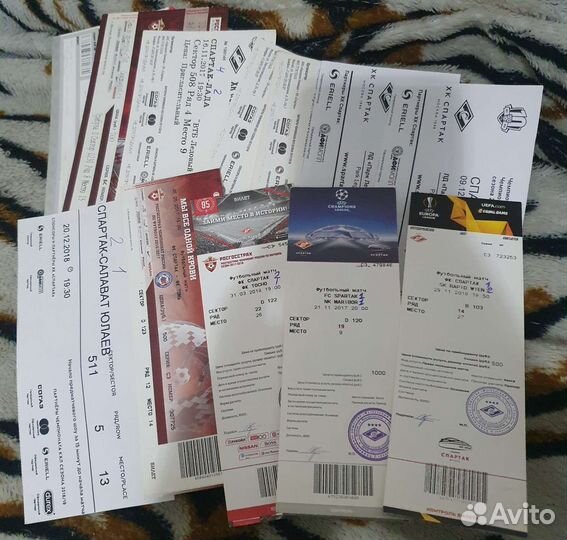 Билеты с матчей команды Спартак