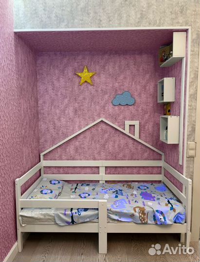 Кроватка берёза высокий борт от 2х лет Терем Инк