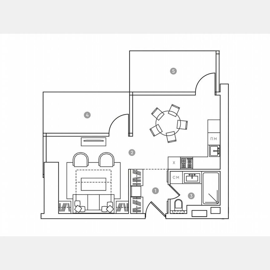 Апартаменты-студия, 54,9 м², 3/19 эт.