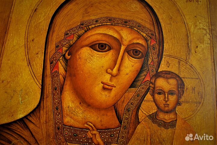 Старая икона Богородицы Казанская живопись 35,5*31