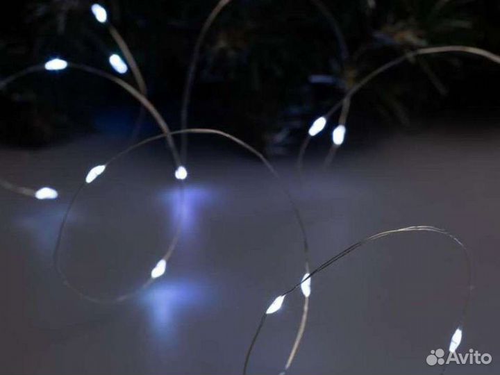 Гирлянда нить роса с батарейками