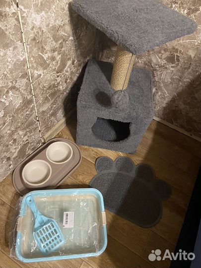 Домик лежанка для кошки, лоток, миска