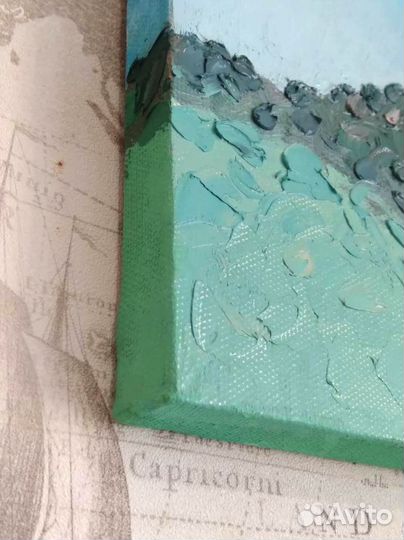 Крымский пейзаж картина маслом на холсте 30х30 см