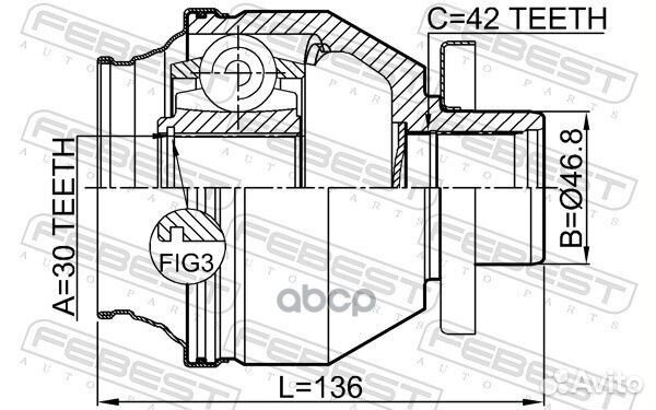 Шрус внутренний левый 30x46.8x42 2311-T6mtlh Fe