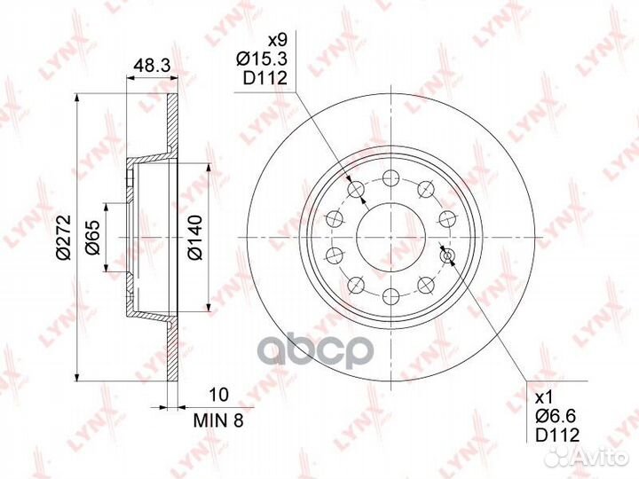 Диск тормозной зад BN1235 lynxauto