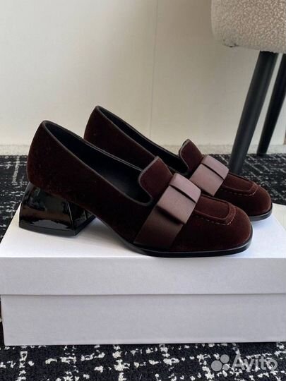 Туфли The Row бархат кожа бордовые