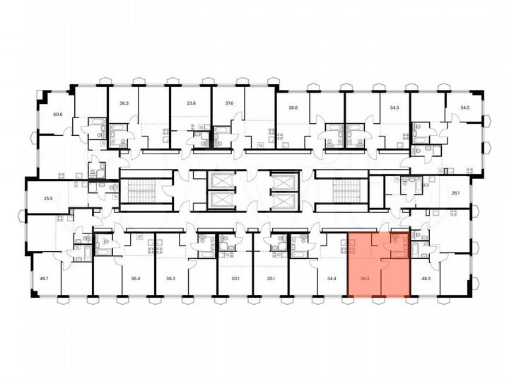 1-к. квартира, 36,3 м², 22/24 эт.