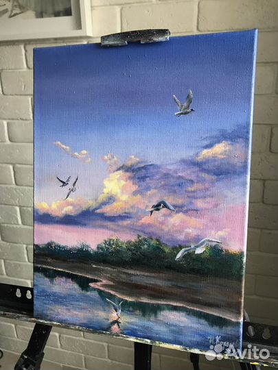 Картина маслом на холсте пейзаж «Летай»