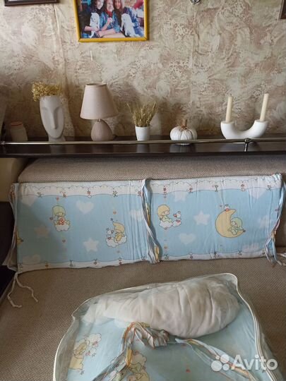 Бортики в кроватку + балдахин