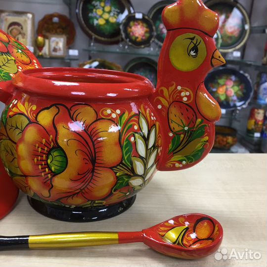 Сахарница хохлома курочка/ петушок