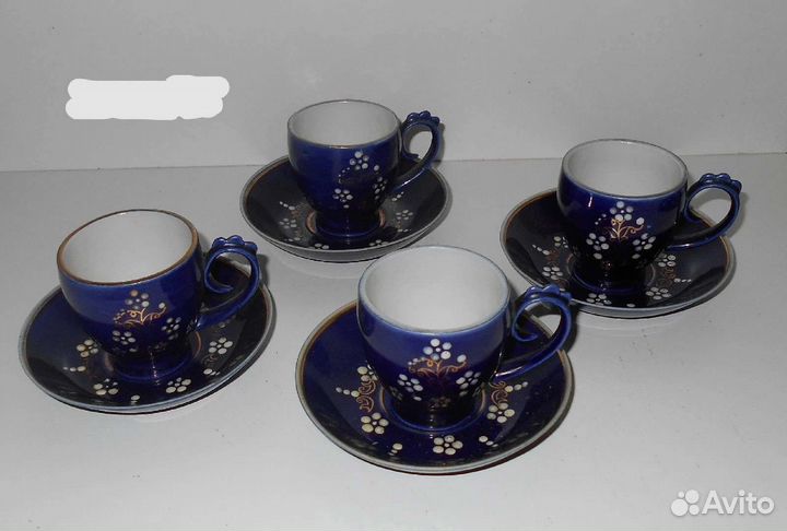 Кофейные чашки,сервиз,кобальт синий СССР