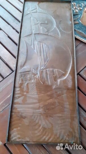 Чеканка Винтаж СССР Парусник Корабль