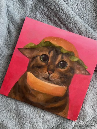 Кот-бургер. Картина на заказ