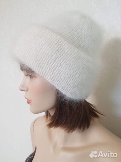 Шапка пуховая женская вязаная такори Козий пух