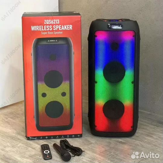 Огромная Колонка ZQS6213 с караоке микрофоном