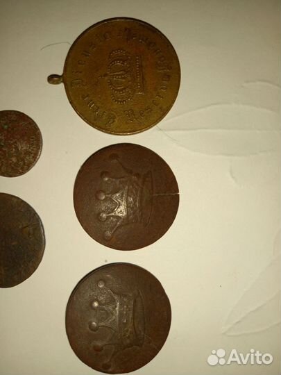 Старые монеты, медаль, пуговицы