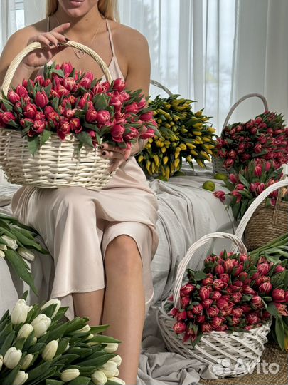 Корзина тюльпанов